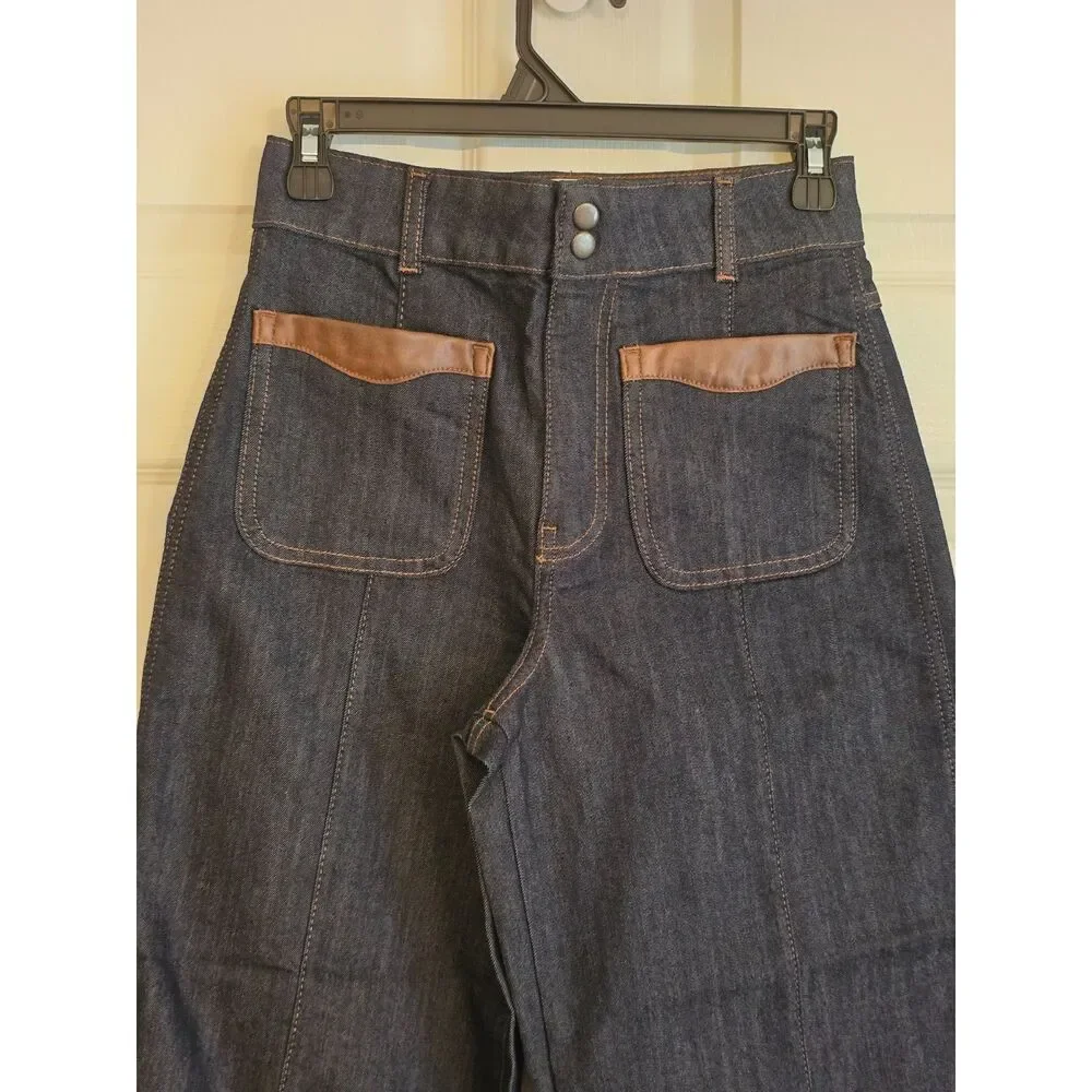 NWOT Maeve Colette Cropped w/Faux Leather 27 Petite - Picture 4 of 4